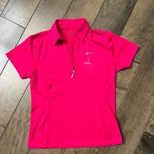 Women's Vibrant Pink Bling LPGA Short Sleeve Polo